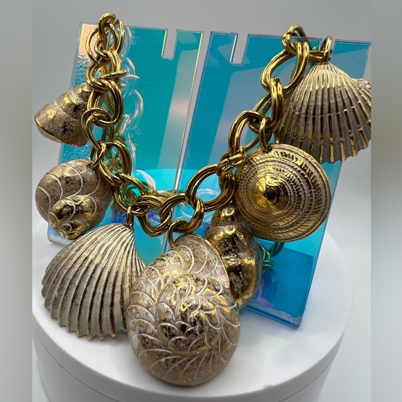 Vintage sea shell necklace with gold by Fernando Originals signed - Picture 6 of 10